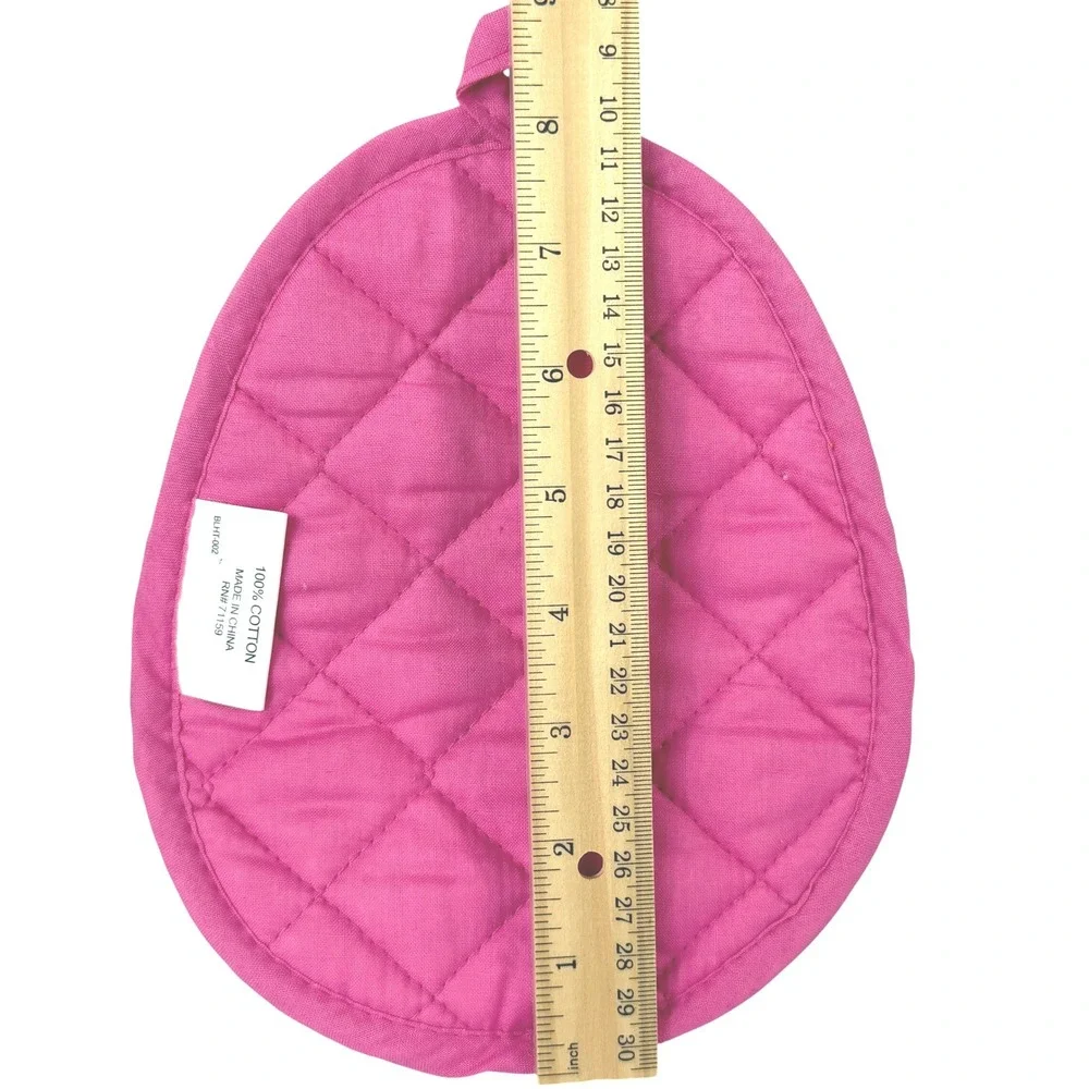 Easter Egg Potholder Pink Multicolor Chevron Egg Shaped Quilted‎ Cotton Hot Pad